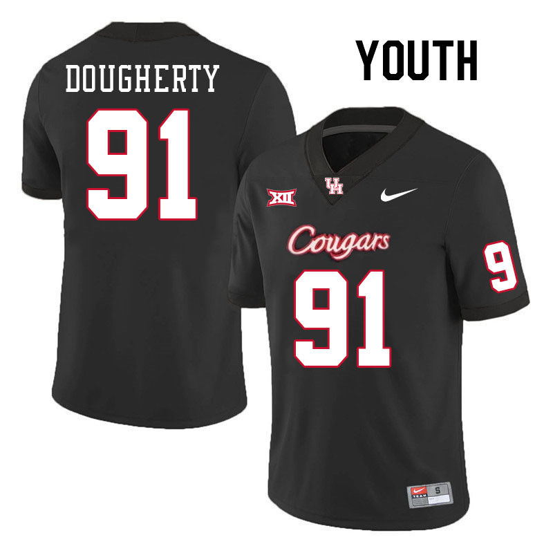 Youth #91 Liam Dougherty Houston Cougars College Football Jerseys Stitched-Black